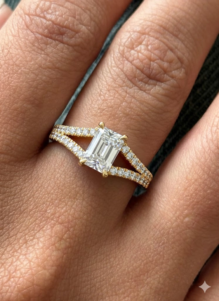 1ct Radiant Cut Double Band Engagement Ring