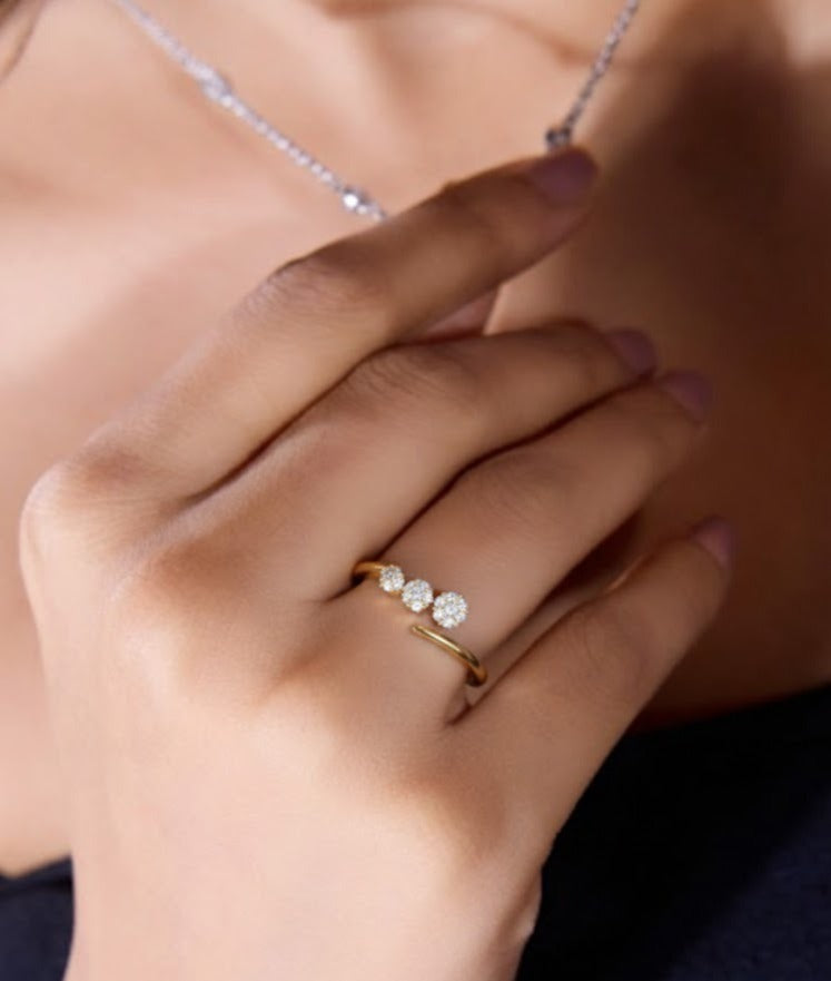 Modern Diamond Cluster Open Ring
