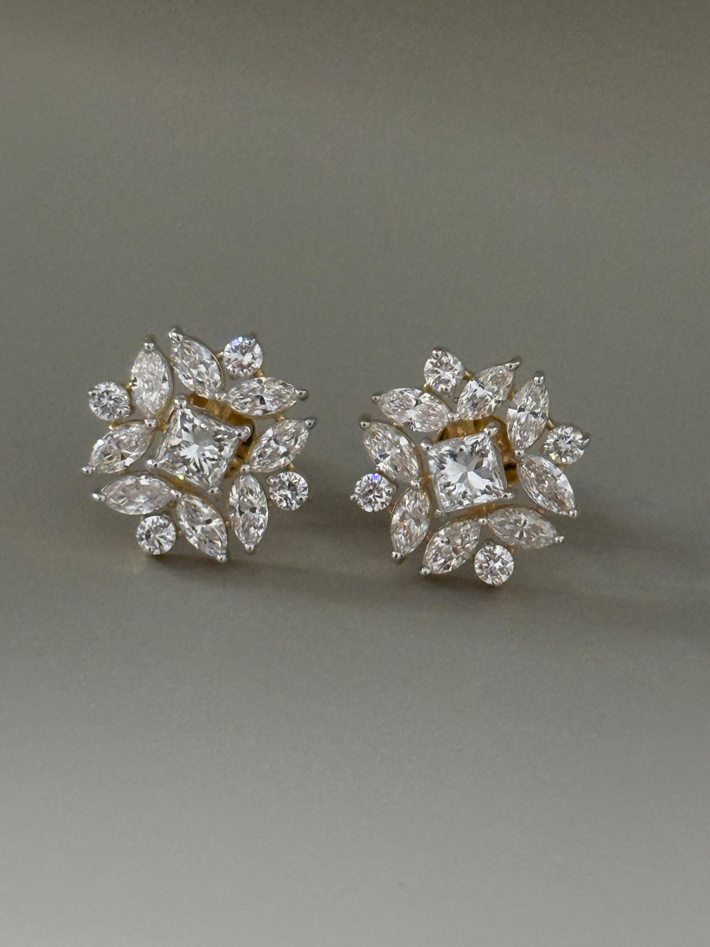 Floral Diamond Stud Earrings