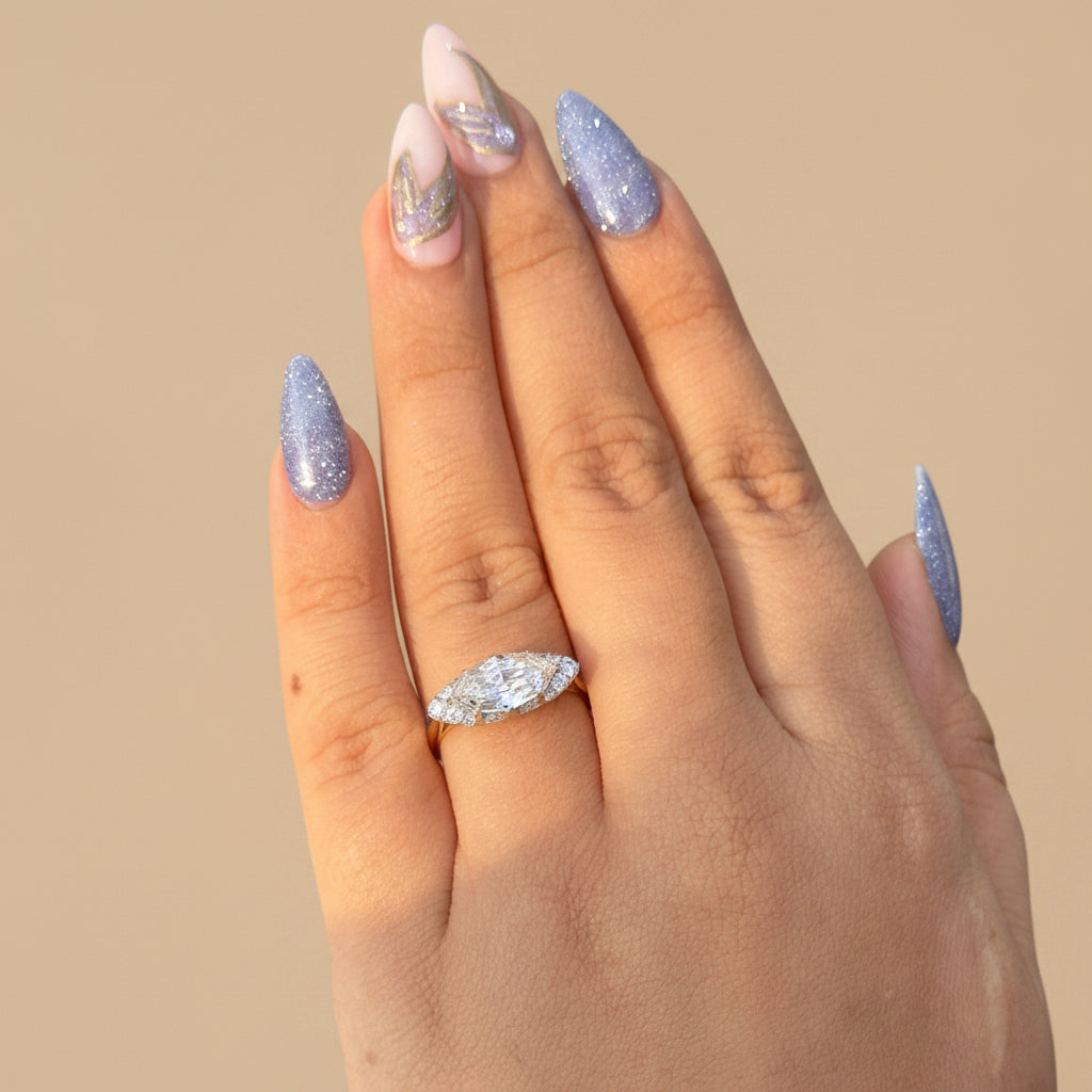 1.65ct Marquise Step cut Engagement Ring