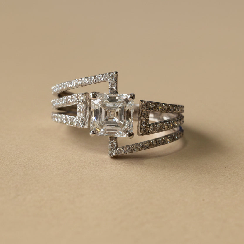1.35ct Asscher Cut Diamond Ring
