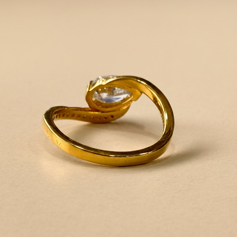 0.80ct Pear Cut Unique Shank Ring