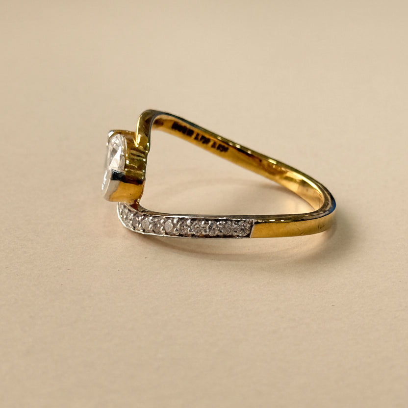 0.80ct Pear Cut Unique Shank Ring
