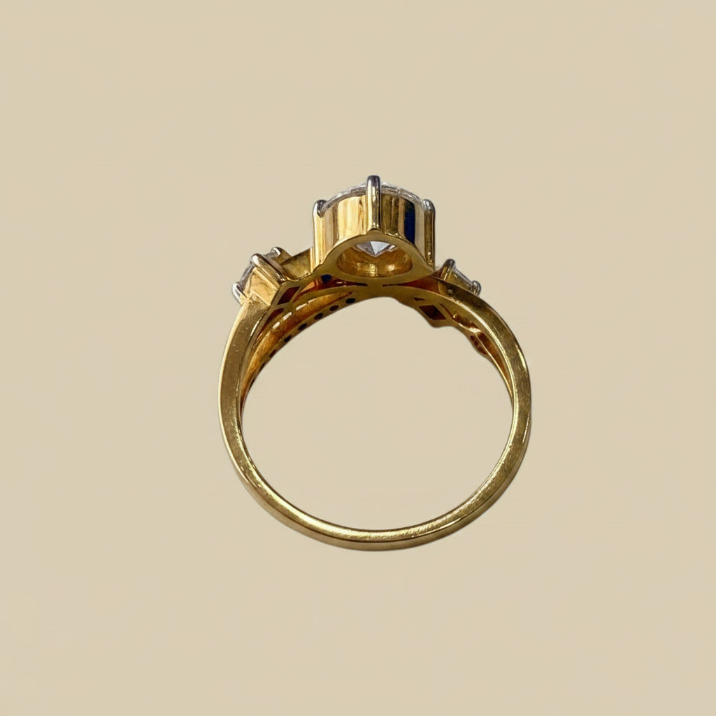 1ct Round Cut Crossover Shank Solitaire Ring