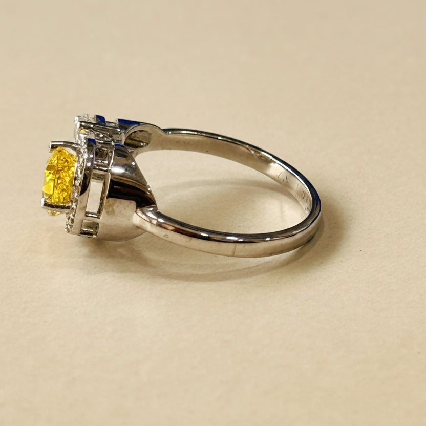 Yellow Pear & Heart Cut Diamond Ring