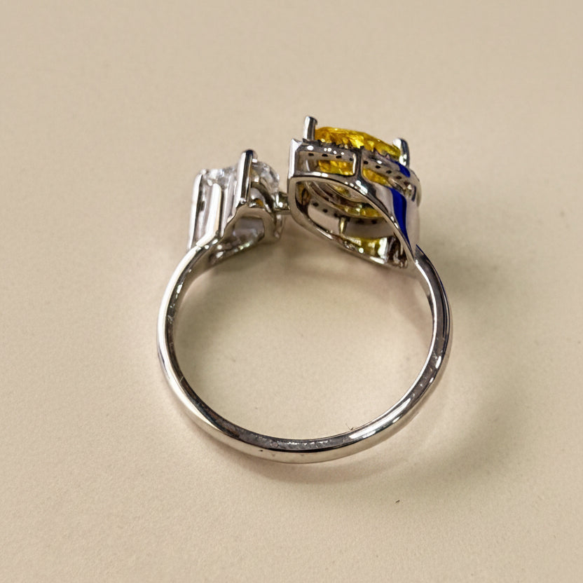 Yellow Pear & Heart Cut Diamond Ring