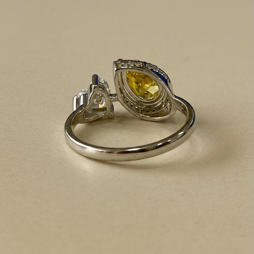 Yellow Pear & Heart Cut Diamond Ring