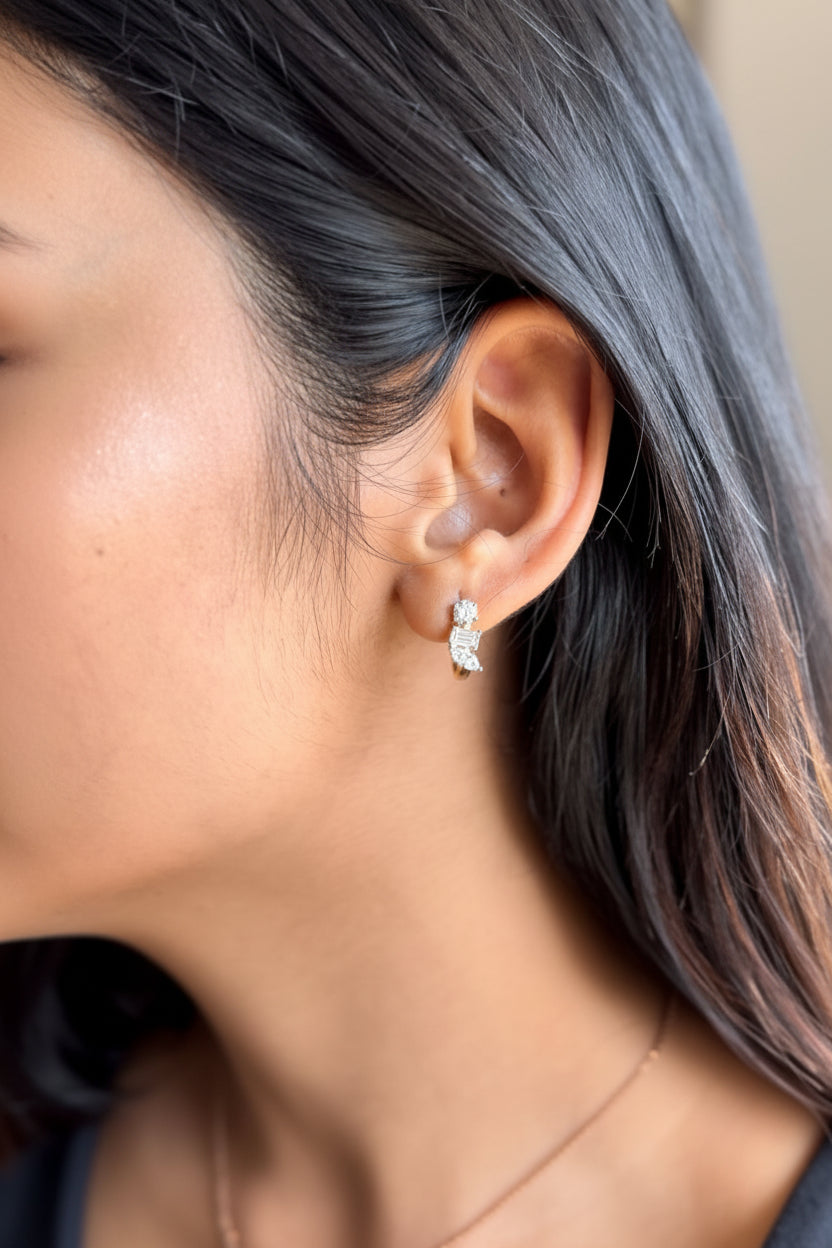 Three stone Hoops