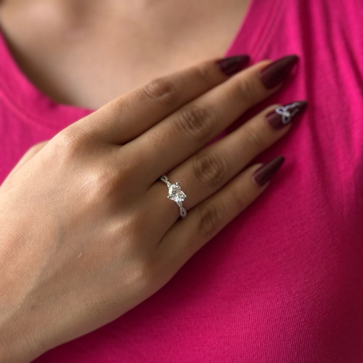 1.70ct Hidden Halo Petite Heart Engagement Ring
