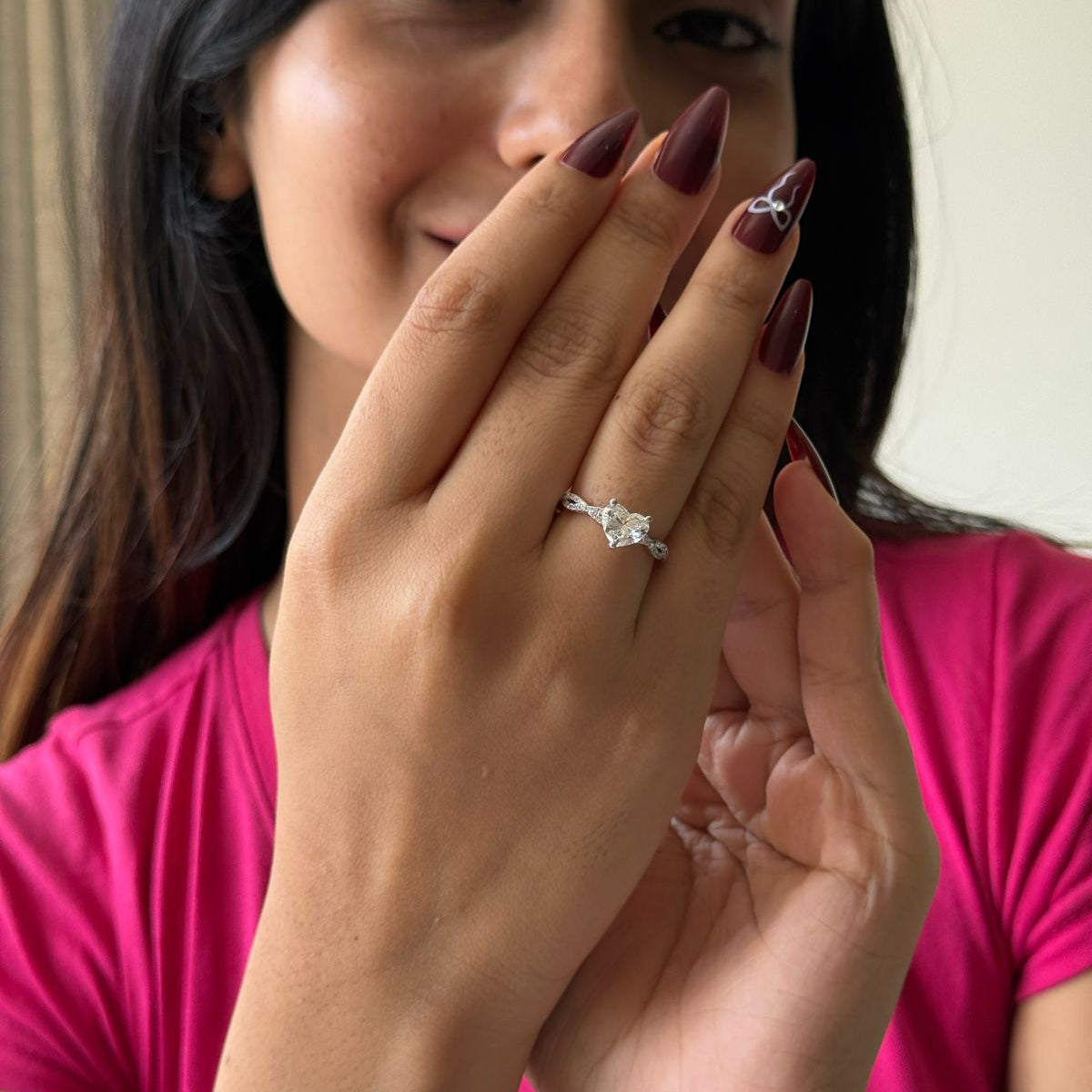 1.70ct Hidden Halo Petite Heart Engagement Ring
