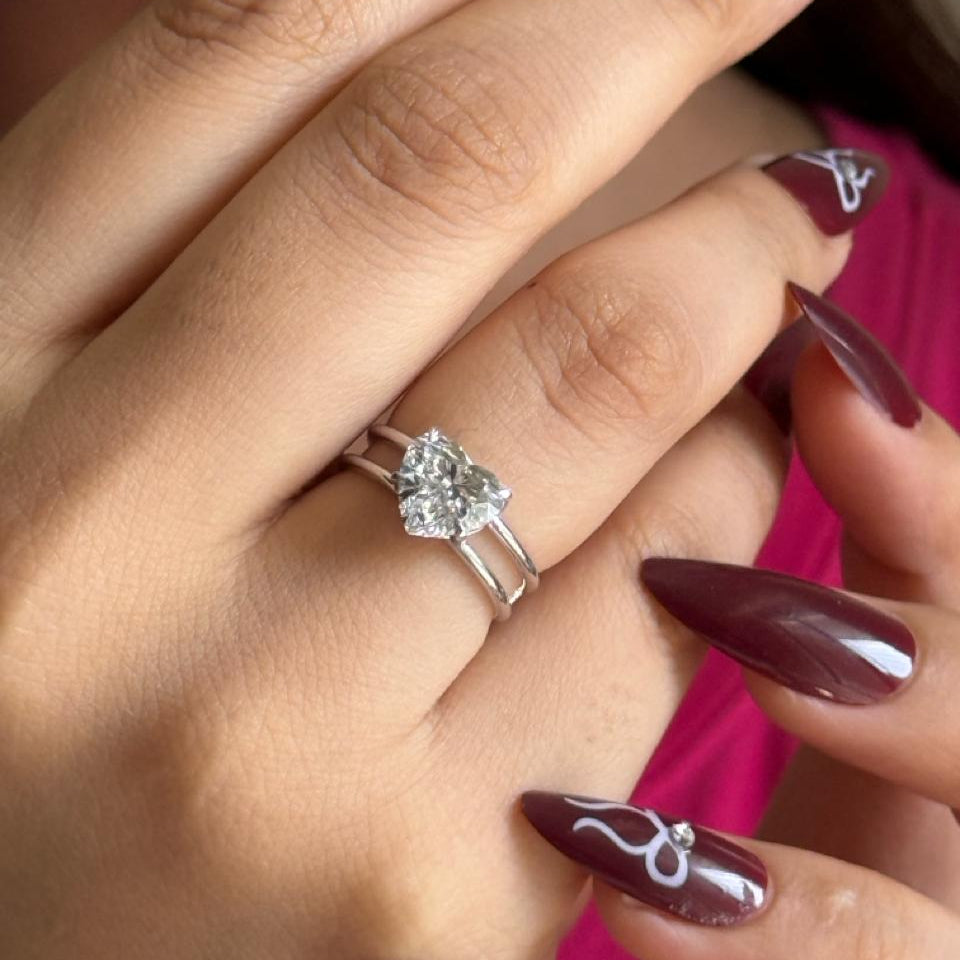 2ct Double Row Heart Cut Diamond Ring
