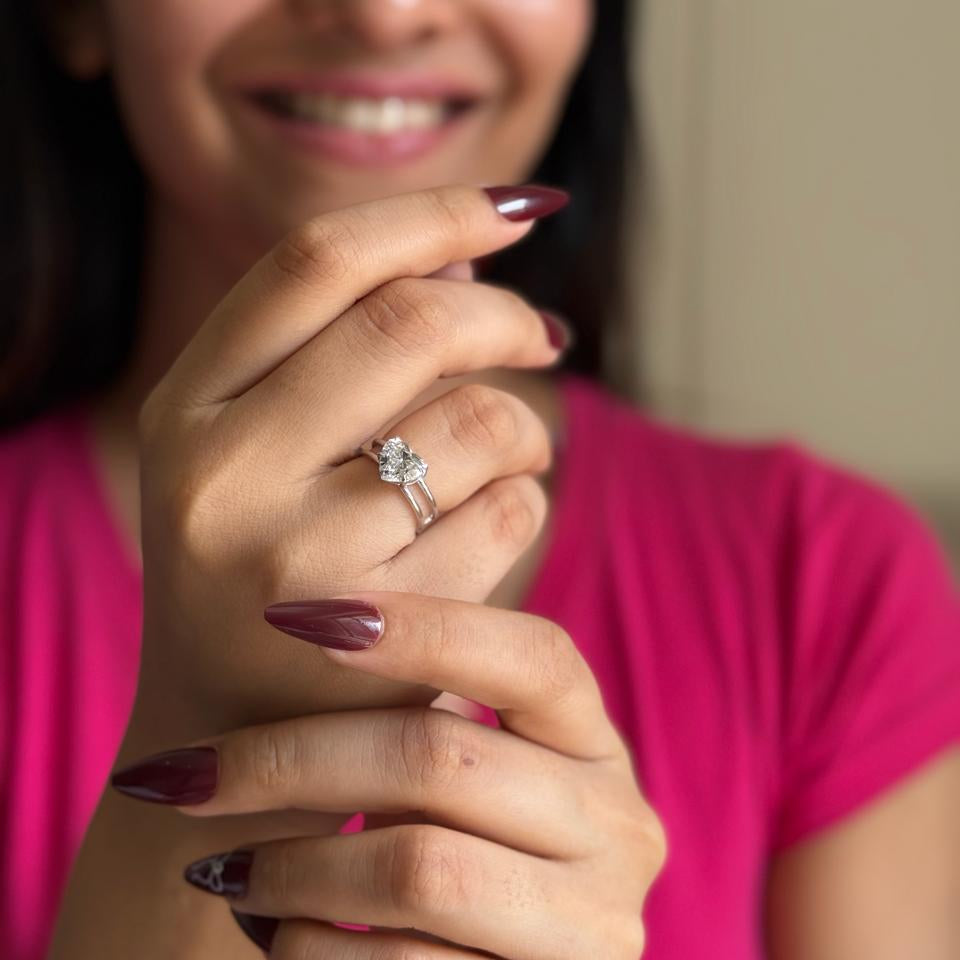 2ct Double Row Heart Cut Diamond Ring