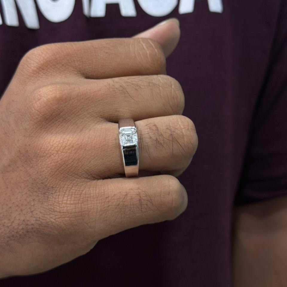 Asscher Cut Diamond Men's ring