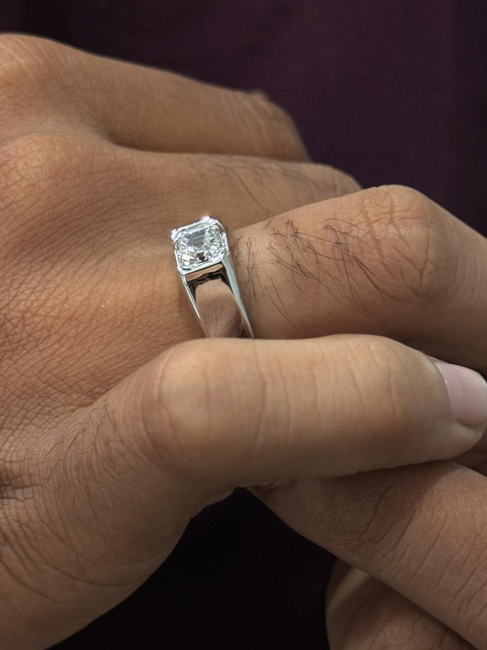 Asscher Cut Diamond Men's ring