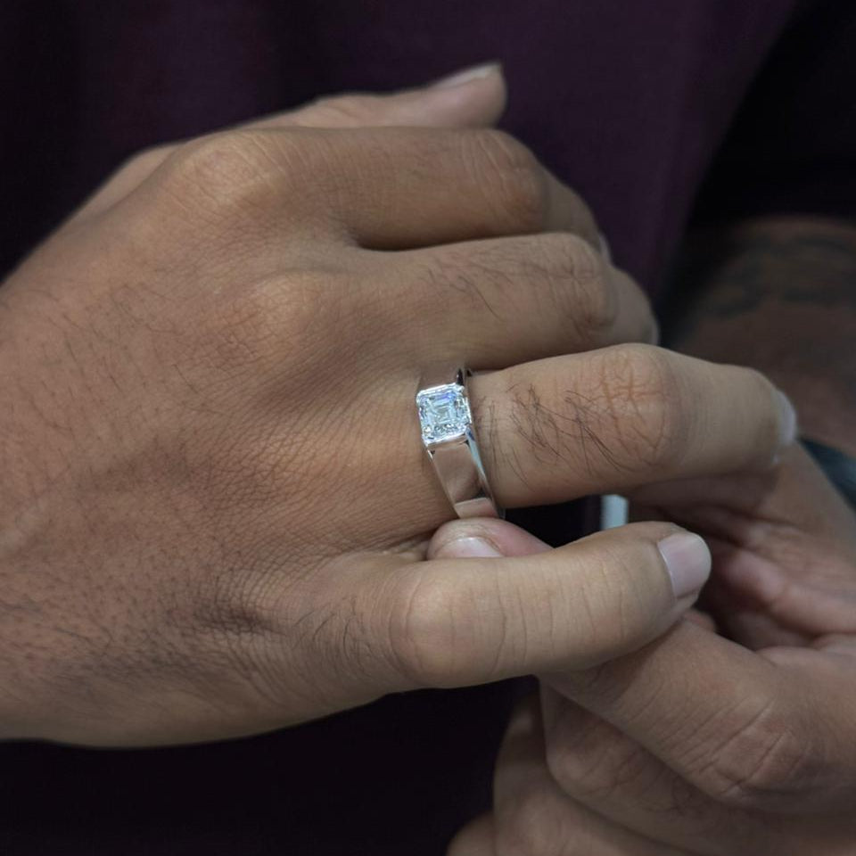 Asscher Cut Diamond Men's ring