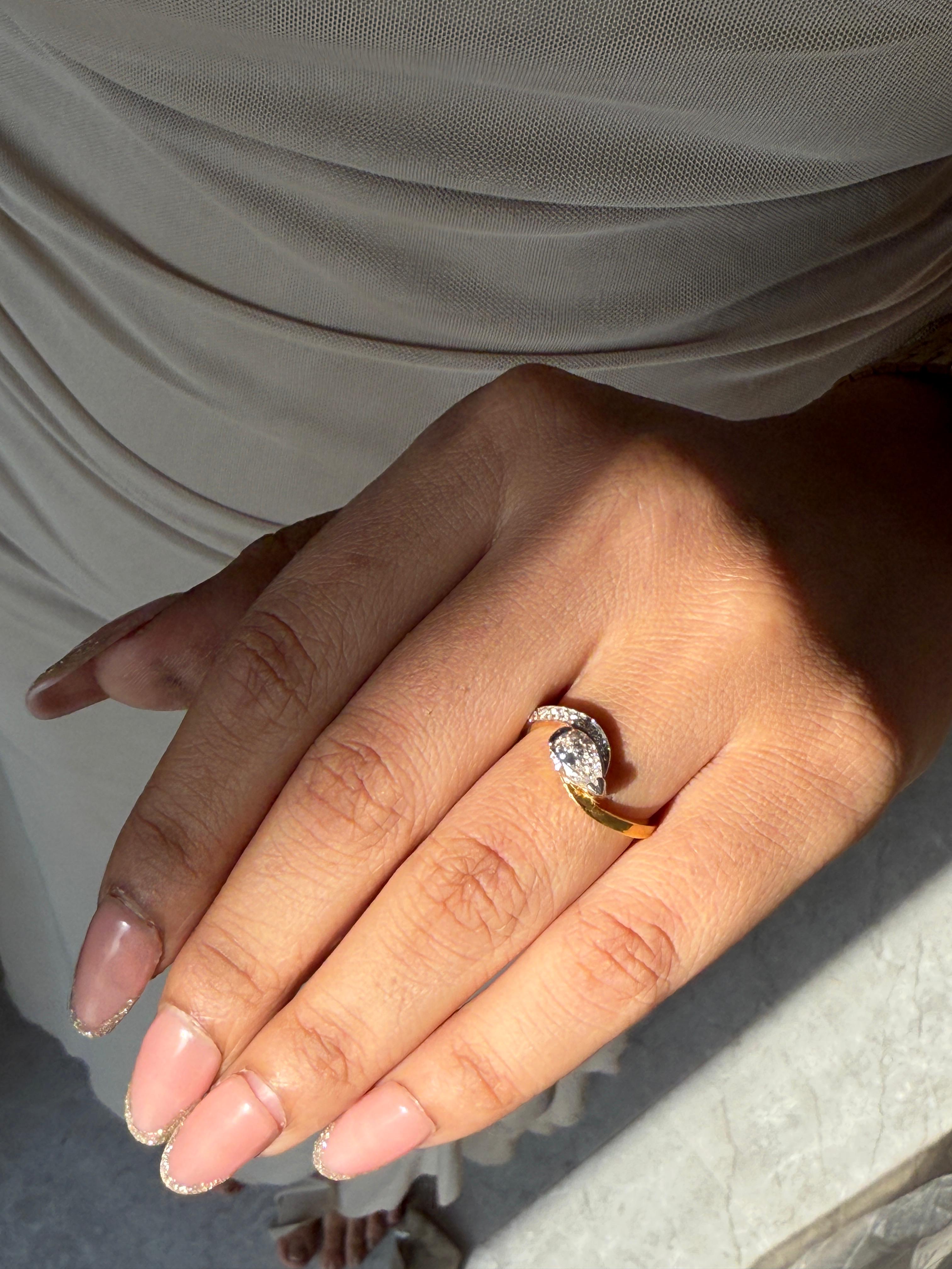 0.80ct Pear Cut Unique Shank Ring