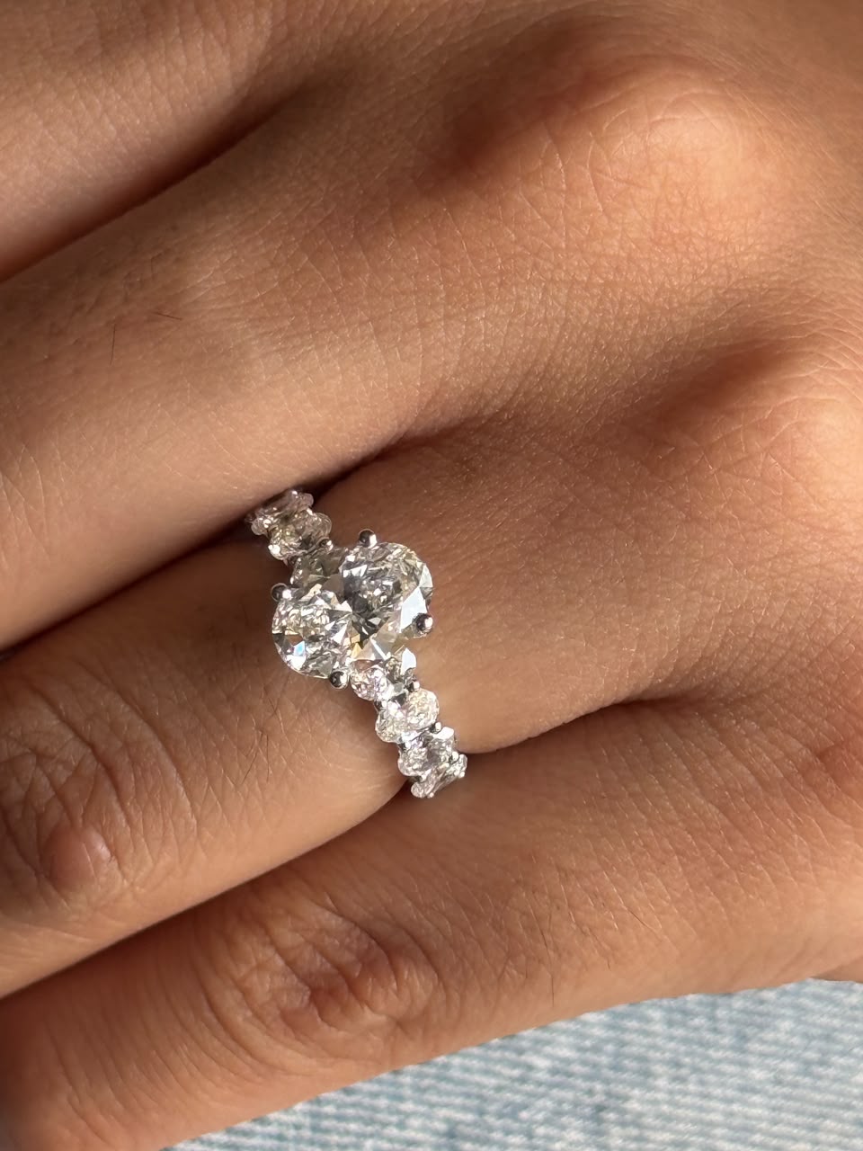 Oval Cut Diamond Ring with Diamond Accents