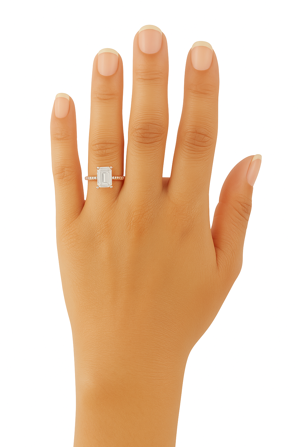 Emerald Cut Engagement Ring with Pavé Band