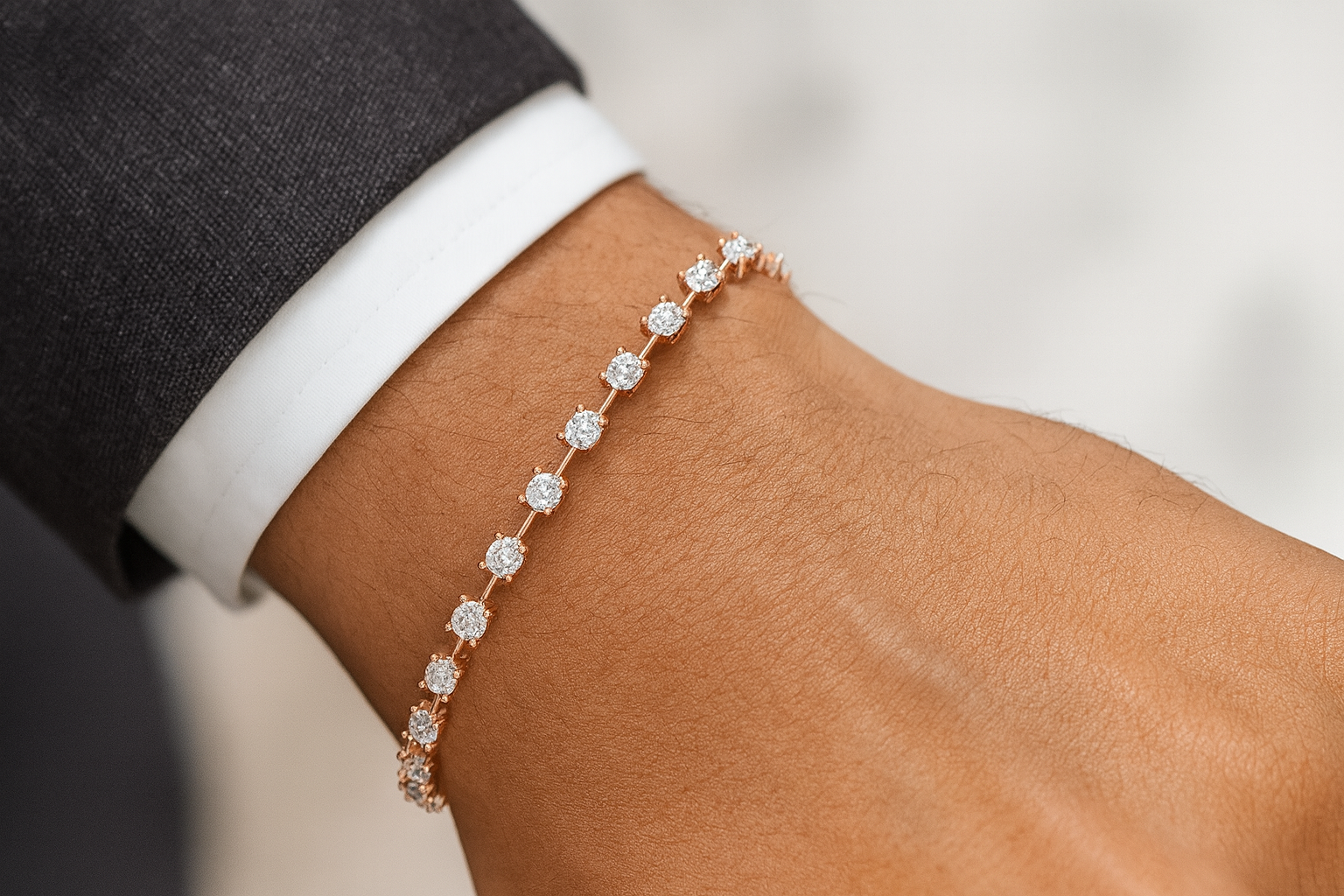 Prong-Set Diamond Tennis Cuff