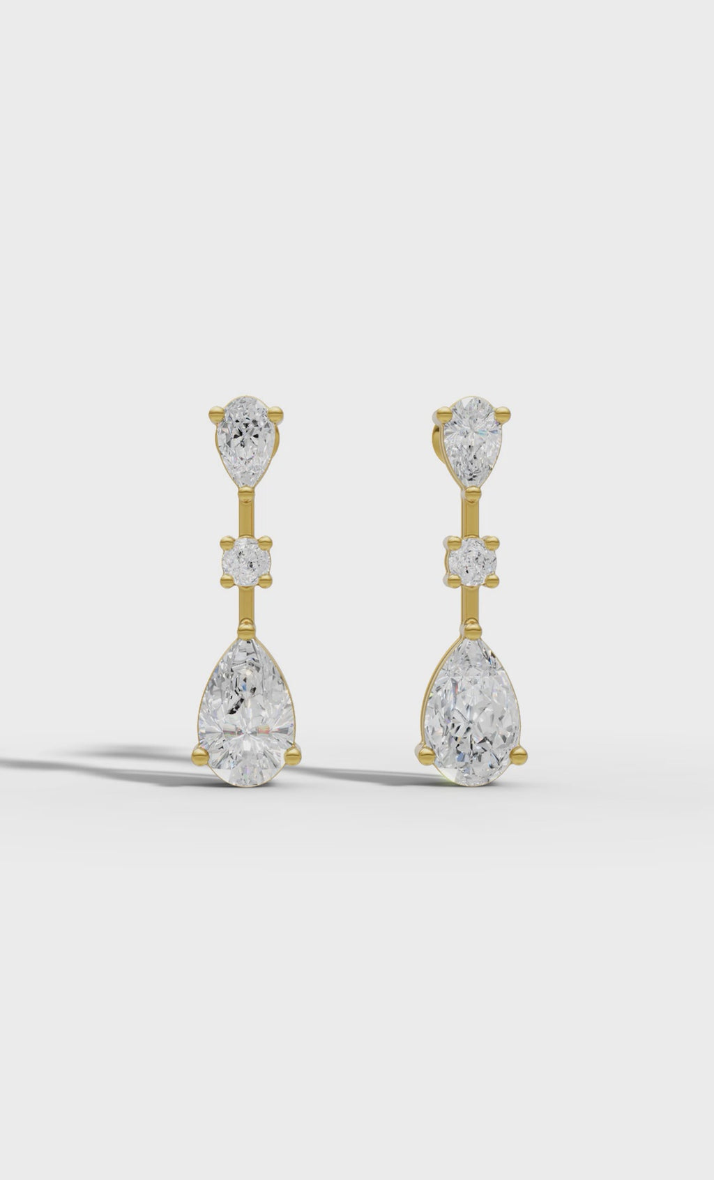 Graceful Pear & Round Diamond Drop Earrings