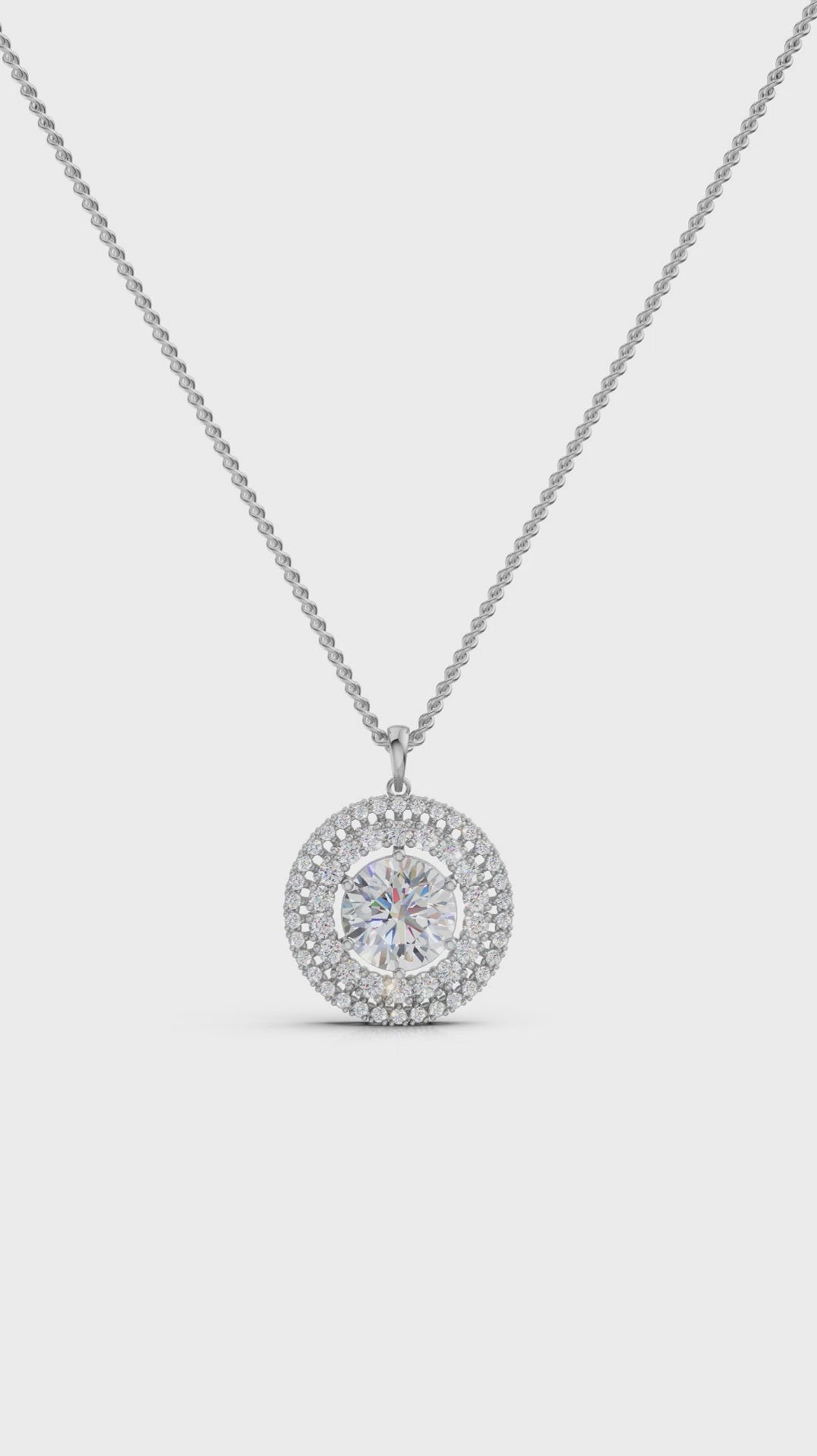 Elegant Snowflake Halo Round Diamond Pendant