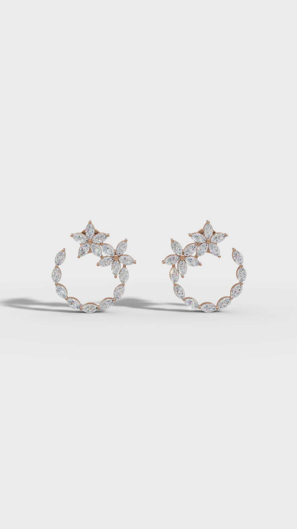 Celestial Blossom Open Circle marquise Cut Earrings