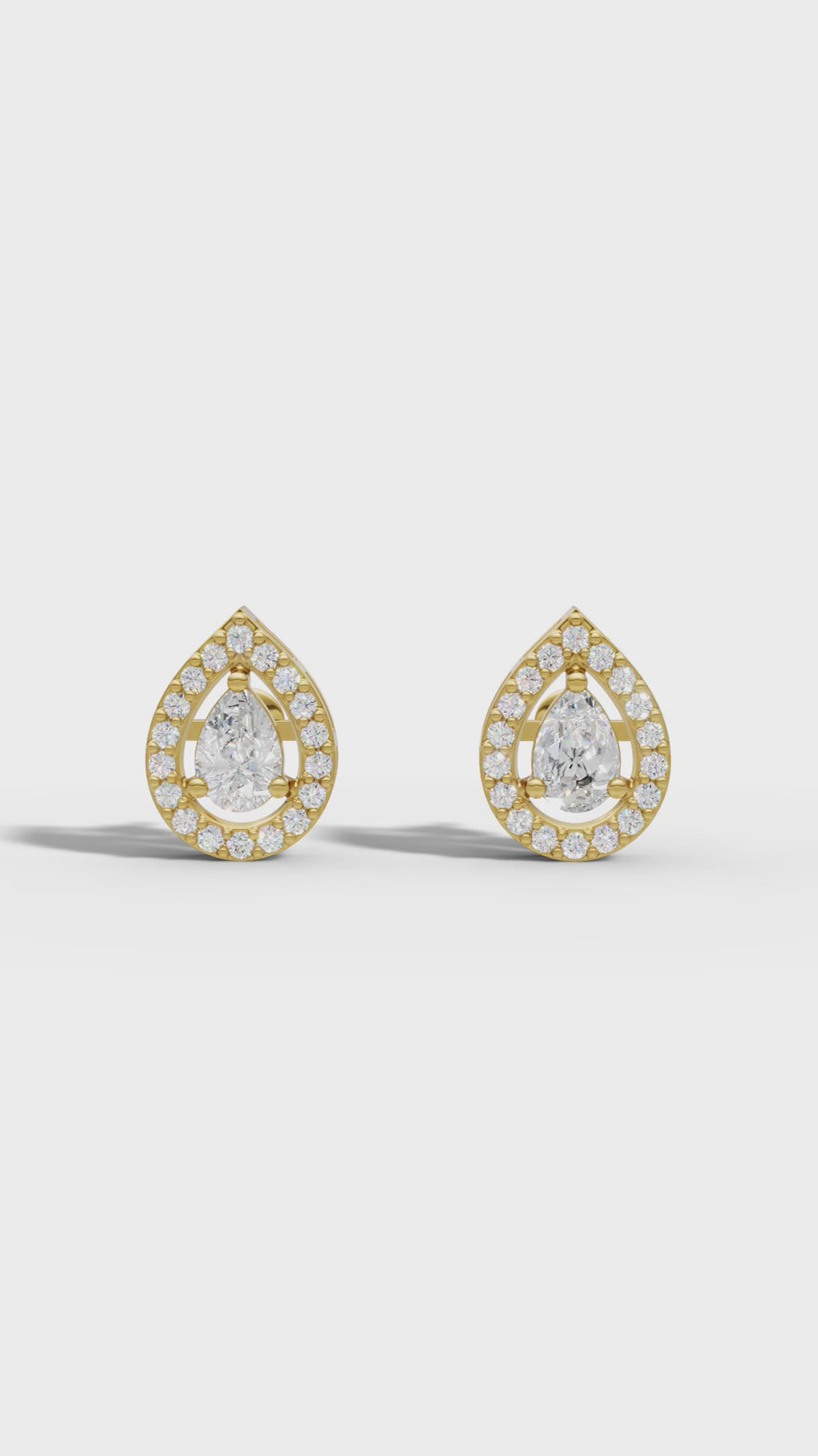 Pear Halo Stud Earrings
