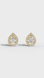 Pear Halo Stud Earrings