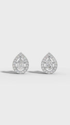 Pear Halo Stud Earrings