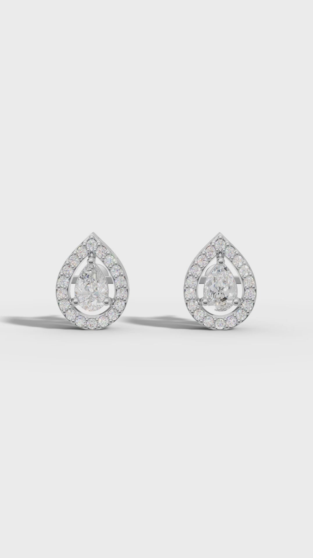 Pear Halo Stud Earrings