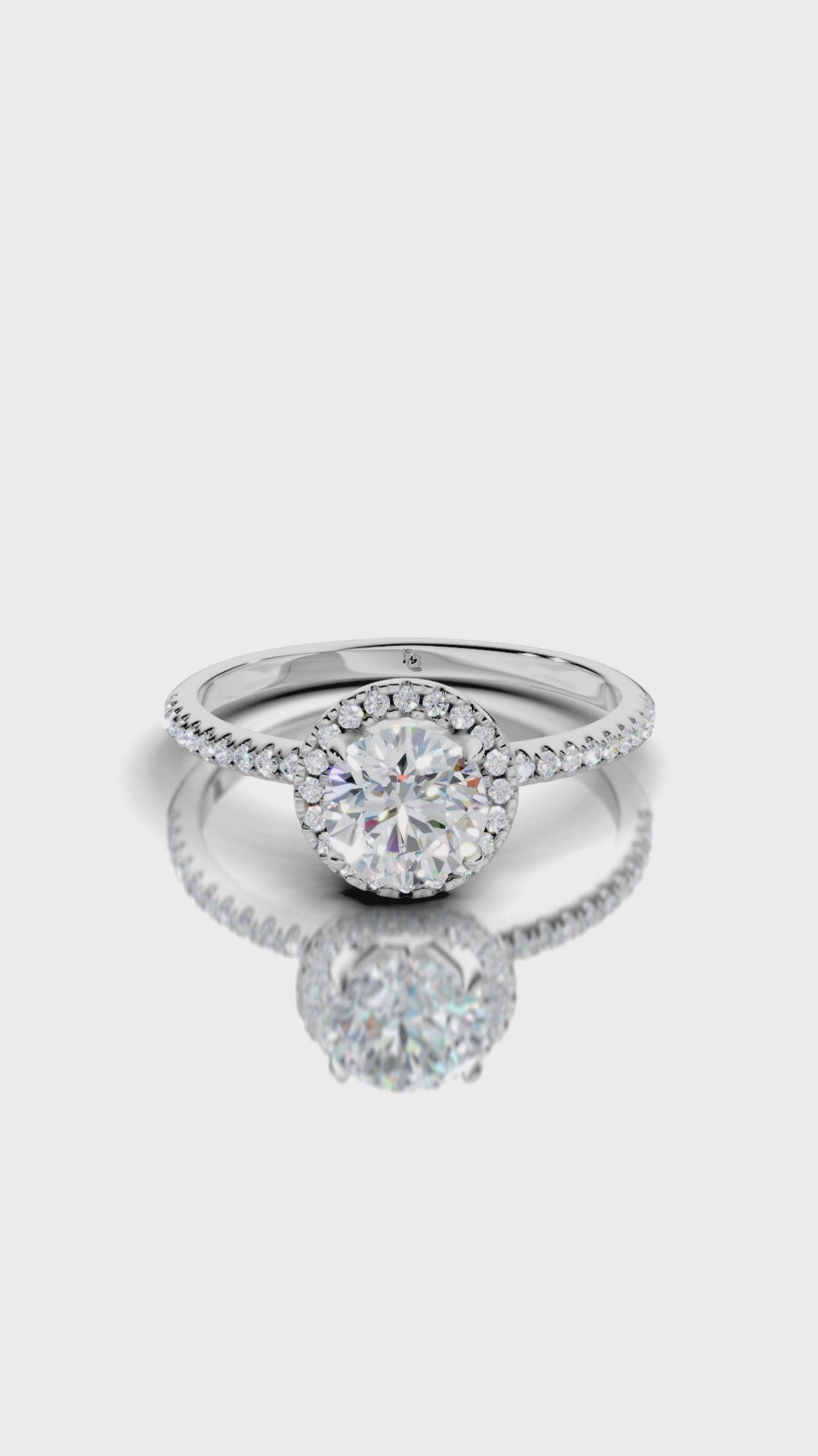 0.70ct Aura Round Cut Diamond Halo Engagement Ring