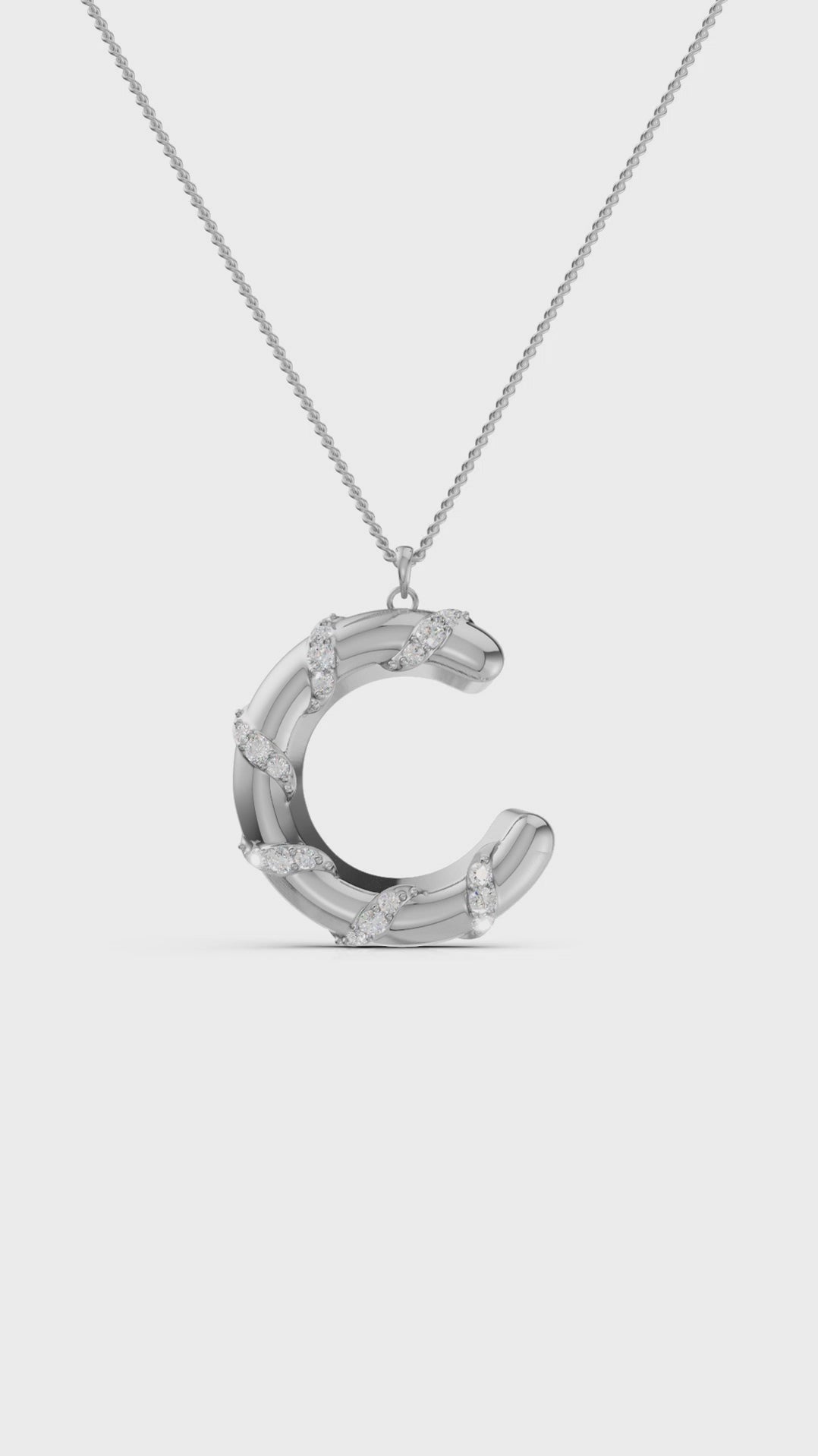 Monogram C diamond swirl pendant