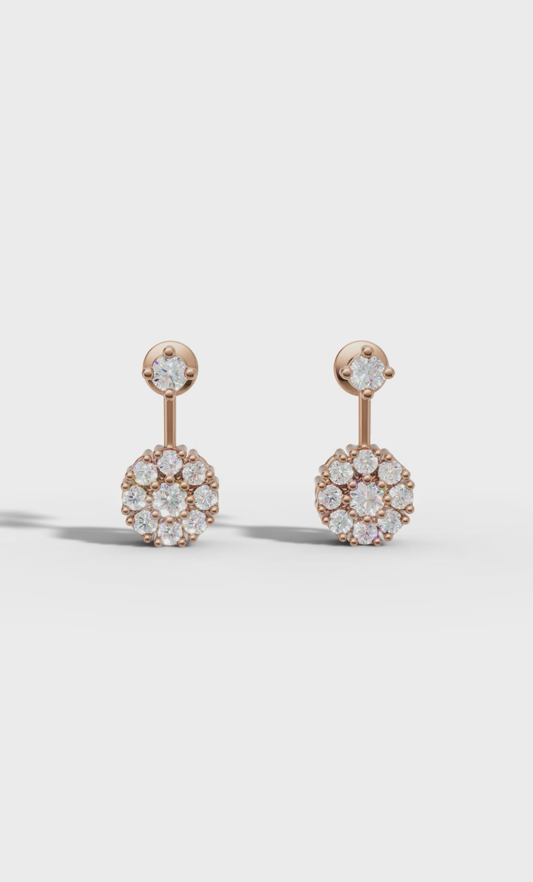 Round Cut Petal Cluster Stud Earrings