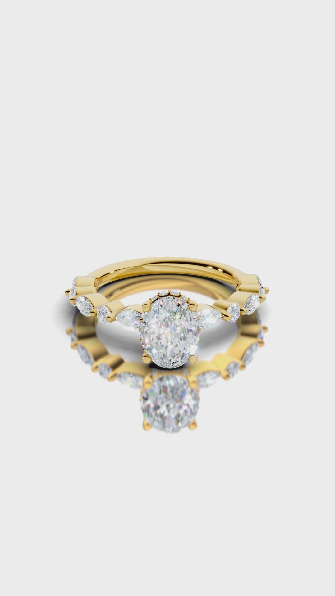 0.75ct Oval Diamond Engagement Ring with Marquise Accents
