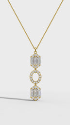 Art Deco Baguette and Round Diamond Pendant