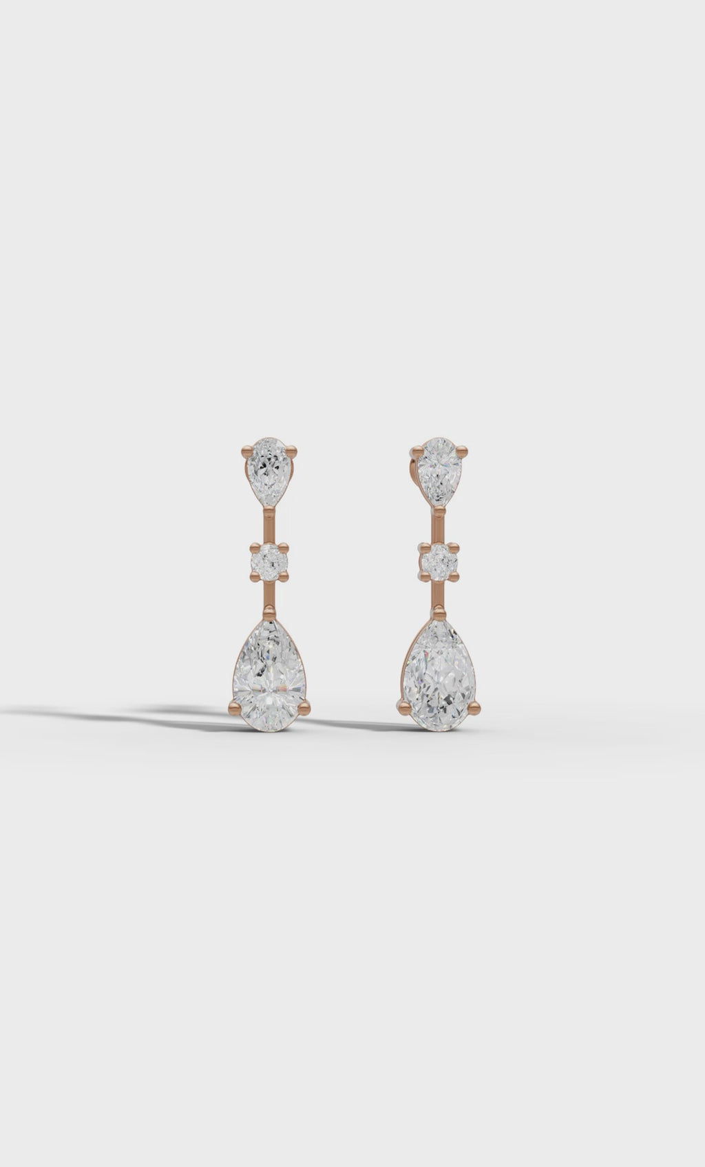 Graceful Pear & Round Diamond Drop Earrings