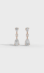 Graceful Pear & Round Diamond Drop Earrings