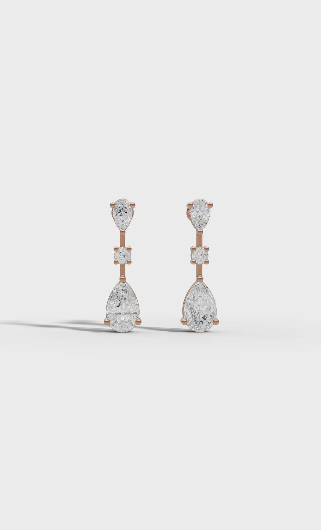 Graceful Pear & Round Diamond Drop Earrings