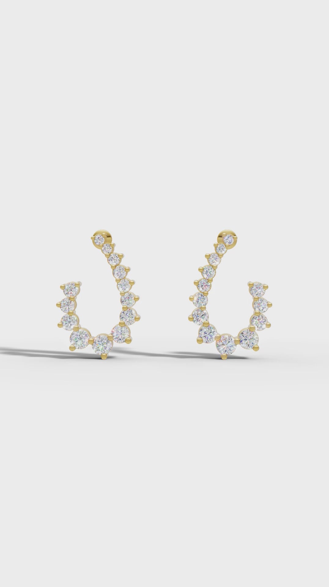 Diamond Arc Stud Earrings