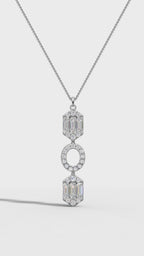 Art Deco Baguette and Round Diamond Pendant