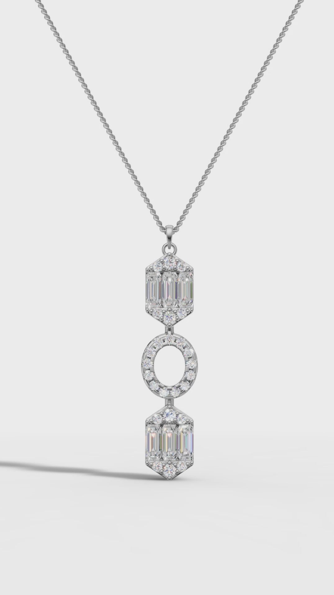 Art Deco Baguette and Round Diamond Pendant