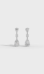 Graceful Pear & Round Diamond Drop Earrings