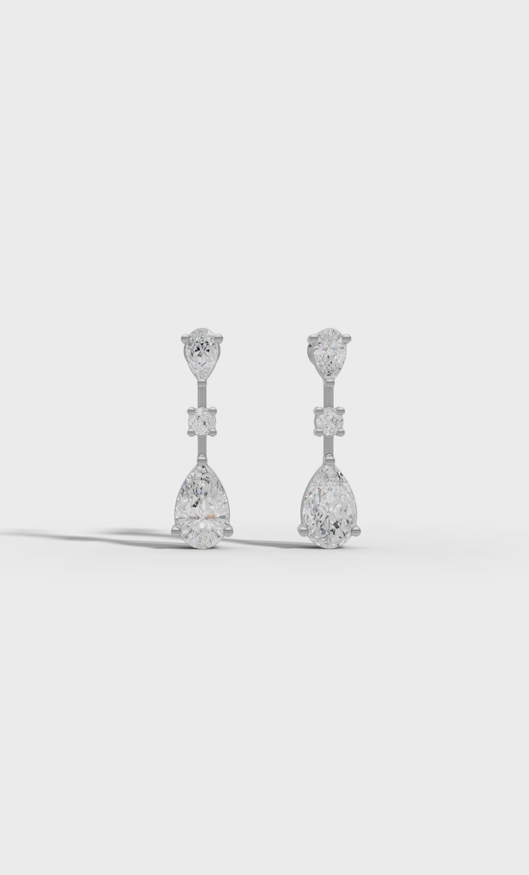 Graceful Pear & Round Diamond Drop Earrings