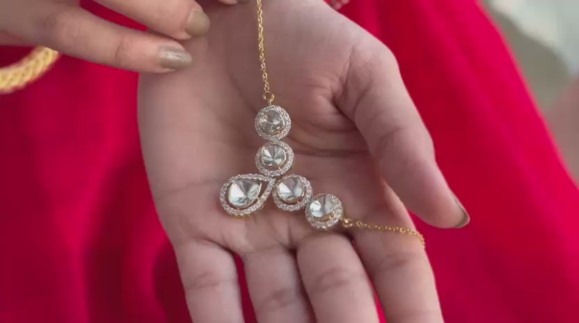 Drop Polki Diamond pendant set
