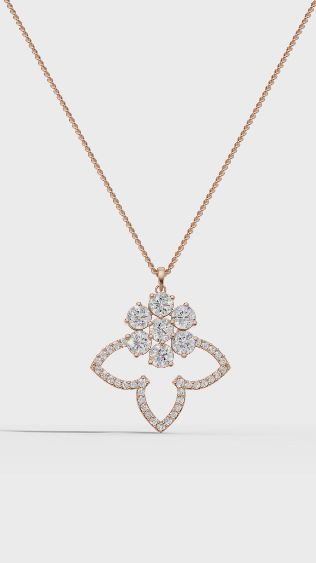 Three Petals Cluster Diamond Floral Pendant