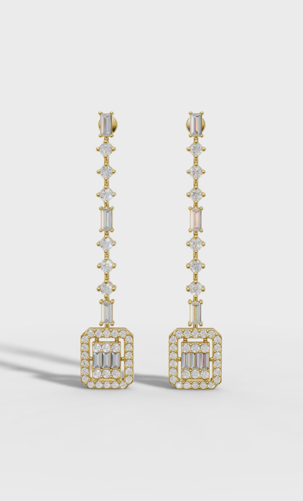 Geometric Diamond Drop Earrings
