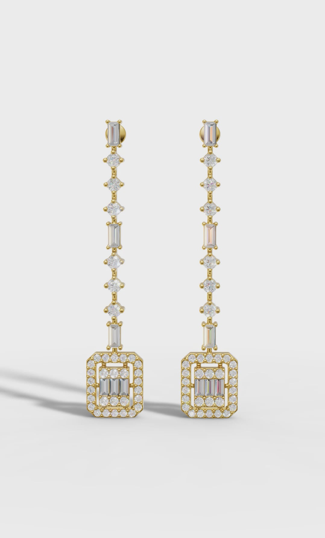 Geometric Diamond Drop Earrings