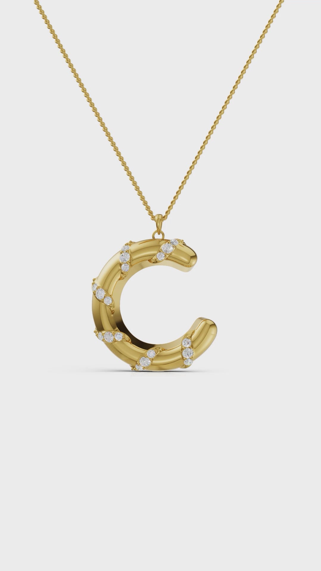 Monogram C diamond swirl pendant