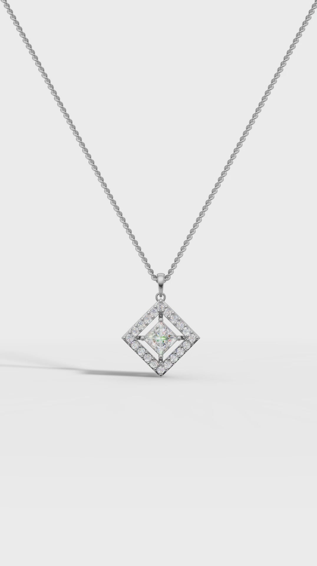 Square Halo princess diamond Pendant