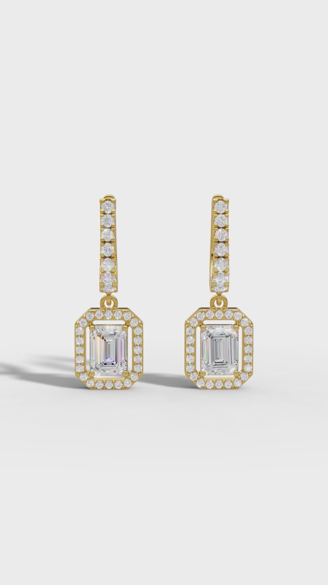 Emerald Halo Drop Huggie Earrings